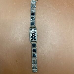 Sterling silver and Black ceramic Geometric Watch